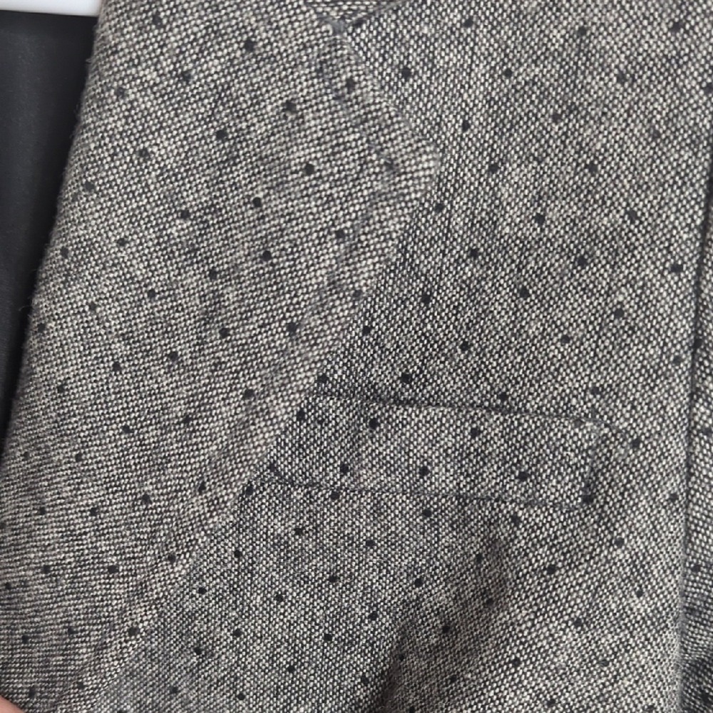 Banana Republic Gray With Black Polka Dots Tweed Tailored Women's Blazer - Picture 8 of 11